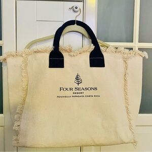 Preloved Four Seasons Papagayo, Costa Rica Resort tote bag hand-fringed trim
